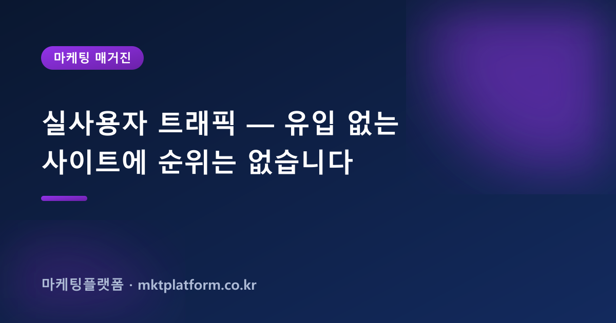 실사용자 트래픽 — 유입 없는 사이트에 순위는 없습니다